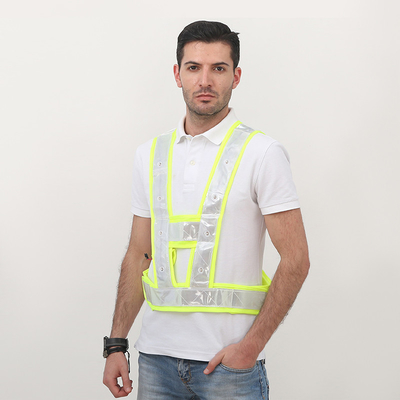 Strickte hohes Polyester der Sicht-SJV04 reflektierende Sicherheits-Weste für Nachtbetrieb